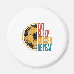 Essen Schlafen Fußball Wiederholen Vintage Fußball Magnet
