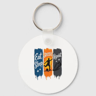 Essen Schlafen Fußball Wiederholen Vintage Fußball Schlüsselanhänger