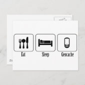 Essen, schlafen, Geocache Postkarte (Vorne/Hinten)