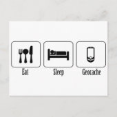 Essen, schlafen, Geocache Postkarte (Vorderseite)