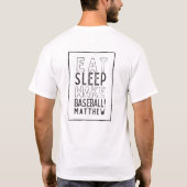 Essen, schlafen, geweckt, Baseball modern gezeichn T-Shirt (Rückseite)