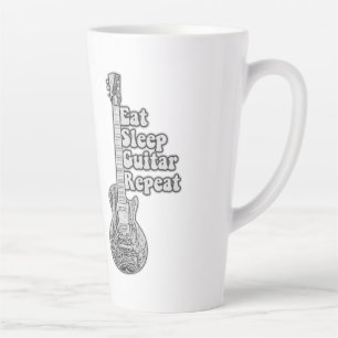 Essen schlafen Gitarre wiederholen. vintage Schwar Milchtasse