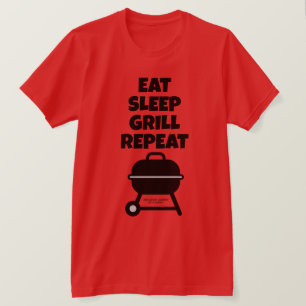 Essen Schlafen Grillen Wiederholen BBQ T-Shirt für