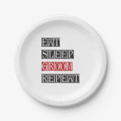 Essen schlafen Groom Wiederholung Pappteller (Vorderseite)