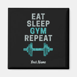 Essen Schlafen Gym Wiederholen Gymnastik Vintage F Magnet