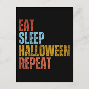 ESSEN SCHLAFEN HALLOWEEN WIEDERHOLEN POSTKARTE