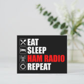Essen. Schlafen. Ham Radio. Wieder von vorne Postkarte (Stehend Vorderseite)