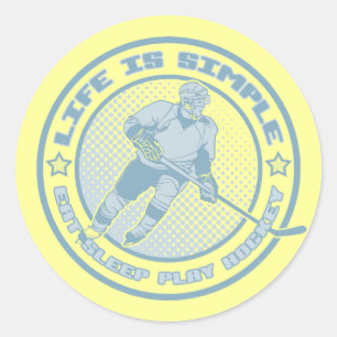 Essen, schlafen, Hockey-Aufkleber spielen Runder Aufkleber