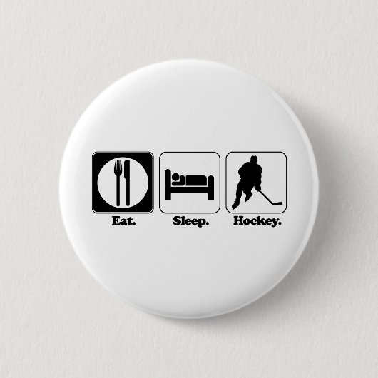 essen schlafen Hockey Button (Vorderseite)