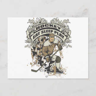 Essen, schlafen, Hockey spielen Postkarte