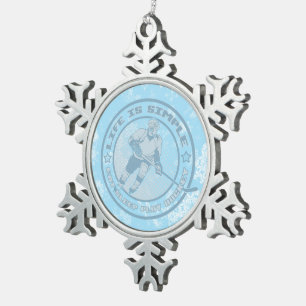 Essen, schlafen, Hockey Tree Snowflake Ornament sp