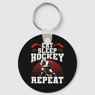 Essen Schlafen Hockey Wiederholen Eishockeyspieler Schlüsselanhänger