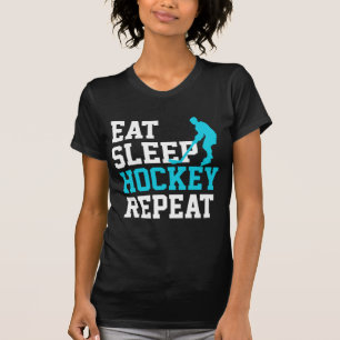 Essen Schlafen Hockey Wiederholen T-Shirt