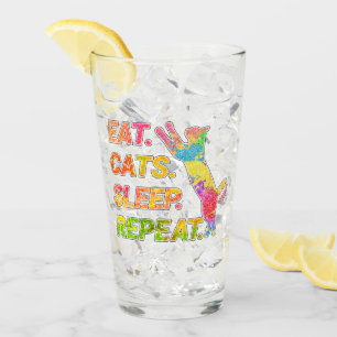 Essen, schlafen, Katzen, wiederholen Glas