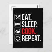 Essen. Schlafen. Koch. Wieder von vorne Postkarte (Vorne/Hinten)