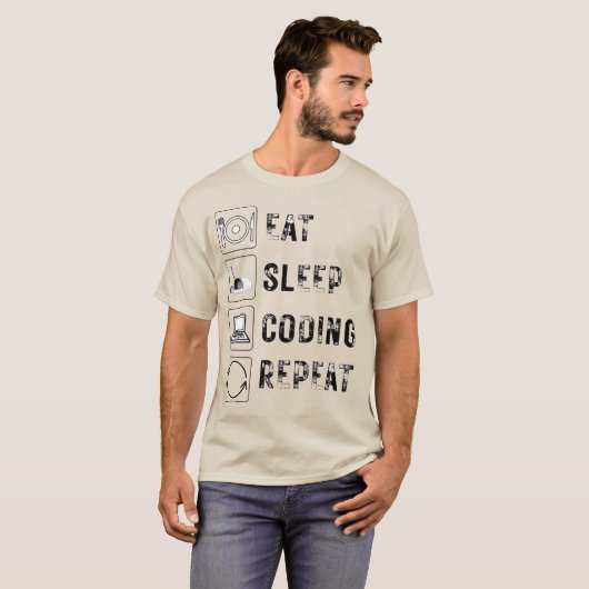 Essen, Schlafen, Kodieren, wiederholen - Funny Dev T-Shirt (Vorne ganz)