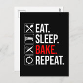 Essen. Schlafen. Kuchen. Wieder von vorne Postkarte (Vorne/Hinten)