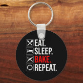 Essen. Schlafen. Kuchen. Wieder von vorne Schlüsselanhänger (Rückseite)