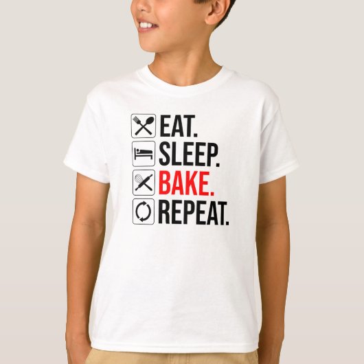 Essen. Schlafen. Kuchen. Wieder von vorne T-Shirt (Vorderseite)