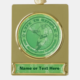 Essen, schlafen, Lacrosse Weihnachtsfeiern Banner-Ornament Gold