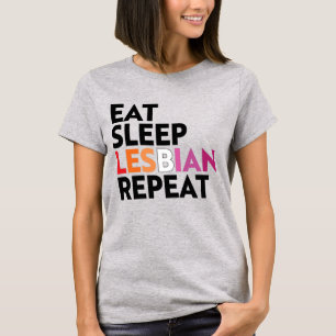 ESSEN SCHLAFEN LESBE WIEDERHOLEN T-Shirt