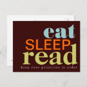 Essen, schlafen, lesen - Ihre Prioritäten Postkart Postkarte (Vorne/Hinten)