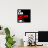 Essen. Schlafen. Lesen Sie verbotene Bücher. Wiede Poster (Heimbüro)