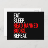Essen. Schlafen. Lesen Sie verbotene Bücher. Wiede Postkarte (Vorne/Hinten)