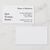 Essen. Schlafen. Lesen. Visitenkarte (Vorne/Hinten)