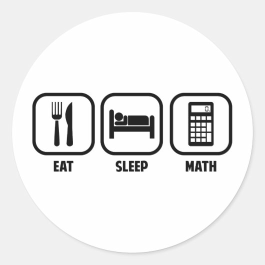 ESSEN, SCHLAFEN, MATHEMA RUNDER AUFKLEBER (Vorderseite)