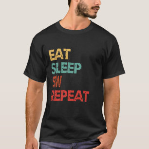 Essen Schlafen Nähen Wiederholen Näherin Näherinne T-Shirt