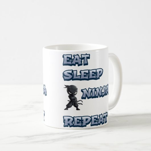 Essen, schlafen, Ninja, wiederholen Kaffeetasse (VorderseiteRechts)