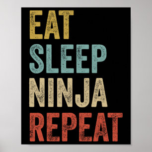 Essen Schlafen Ninja Wiederholen Lustiges Karate-O Poster