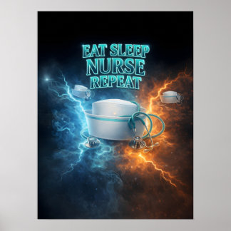Essen Schlafen Pflegen Retro Poster