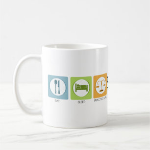 Essen schlafen, Recht praktizieren Kaffeetasse