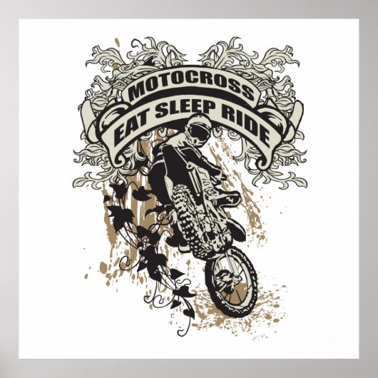 Essen, schlafen, Reiten Motocross Poster (Vorne)