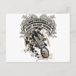 Essen, schlafen, Reiten Motocross Postkarte