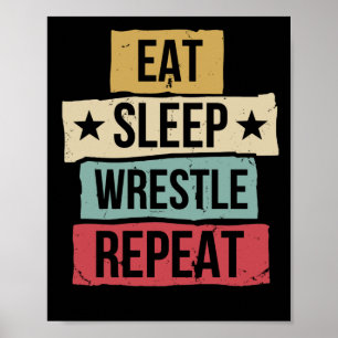 Essen Schlafen Ringen Wiederholen Wrestling Ringer Poster