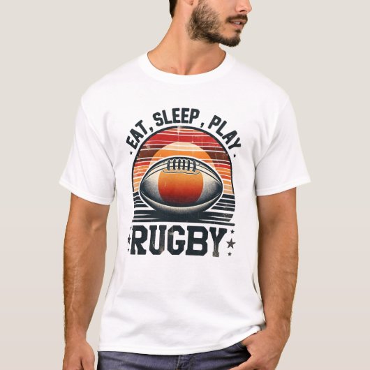 Essen, schlafen, Rugby spielen T-Shirt (Vorderseite)