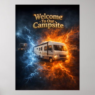 Essen Schlafen RV Flamme Poster