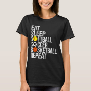 Essen Schlafen Sanft Fußball Skizze Wiederholen Lu T-Shirt