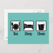 Essen Schlafen Saubere Niedliche Haushaltshilfe Aq Postkarte (Vorne/Hinten)