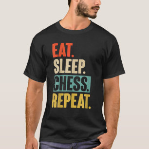 Essen Schlafen Schach Wiederholen Retro Vintage Sc T-Shirt