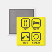 Essen. Schlafen. Schild. Wieder von vorne. ASL-Mag Magnet (Vorderseite/Rückseite)