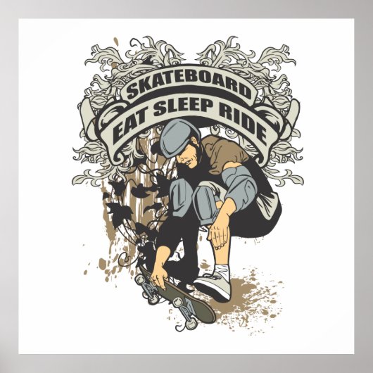 Essen, schlafen, Skateboard fahren Poster (Vorne)