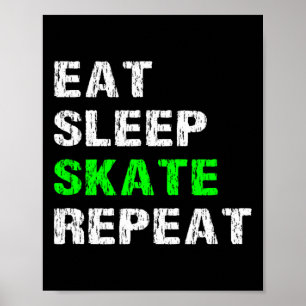 Essen Schlafen Skaten Wiederholen Rollerskater Ska Poster