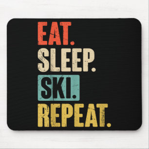 Essen Schlafen Ski Wiederholen - Lustig Retro Vint Mousepad