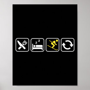 Essen Schlafen Ski Wiederholen _ Skifahrer _ Skili Poster