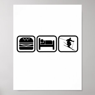 Essen, Schlafen, Skifahren Und Wiederholen Ich Lie Poster