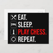 Essen. Schlafen. Spiel Schach. Wieder von vorne Postkarte (Vorne/Hinten)